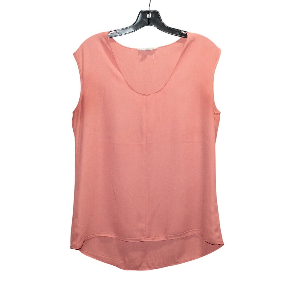 Stella Luce Dusty Rose Sleeveless Blouse‎ Sz L Scoop Neck High Low Hem